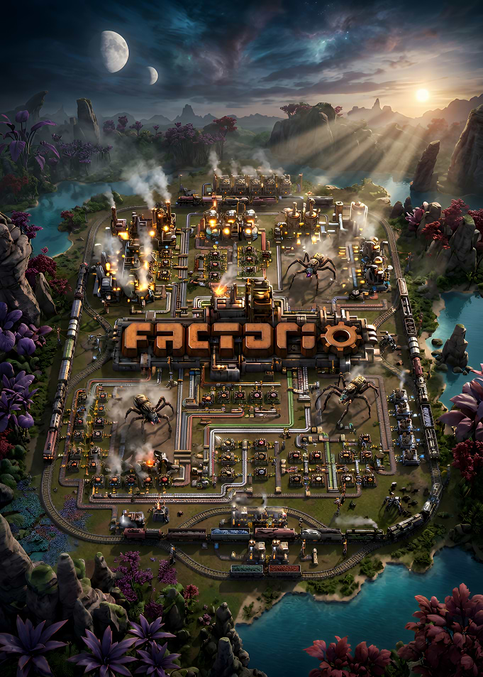 Factorio Industrial Base Landscape