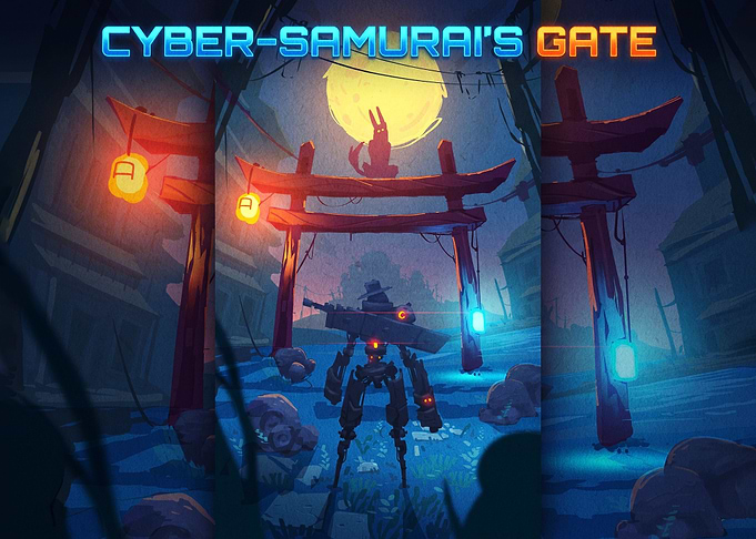 Cyber-Samurai's Gate Digital Art