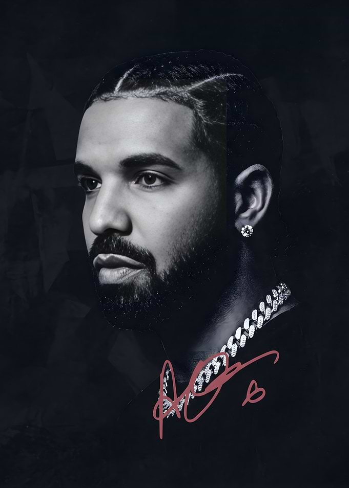 Drake Portrait with Signature