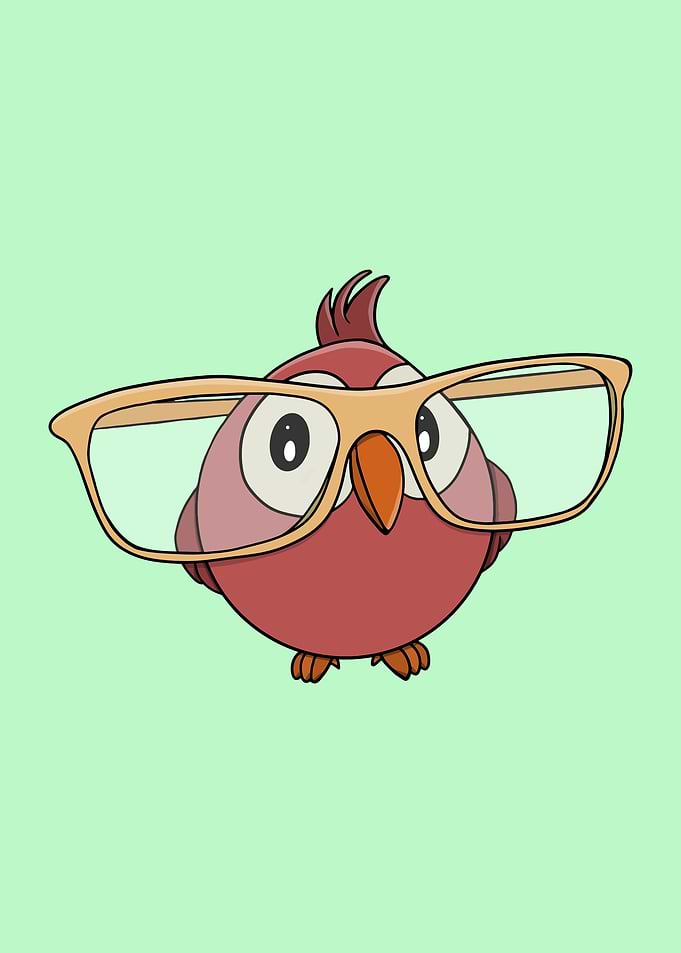 Cute Cartoon Bird Wearing Glasses