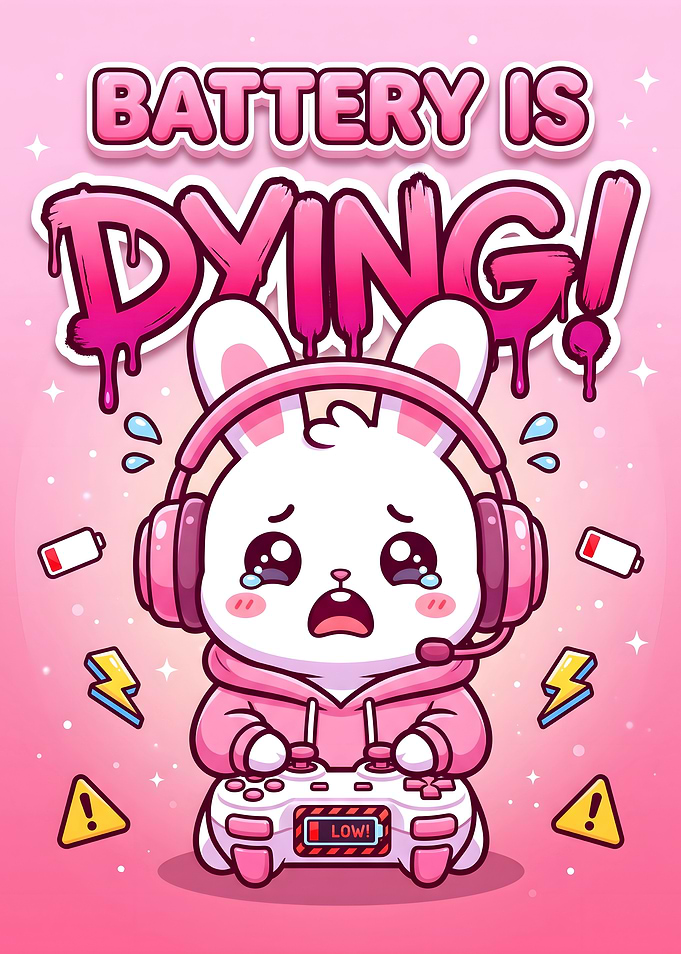Cute Crying Bunny Gamer Illustration