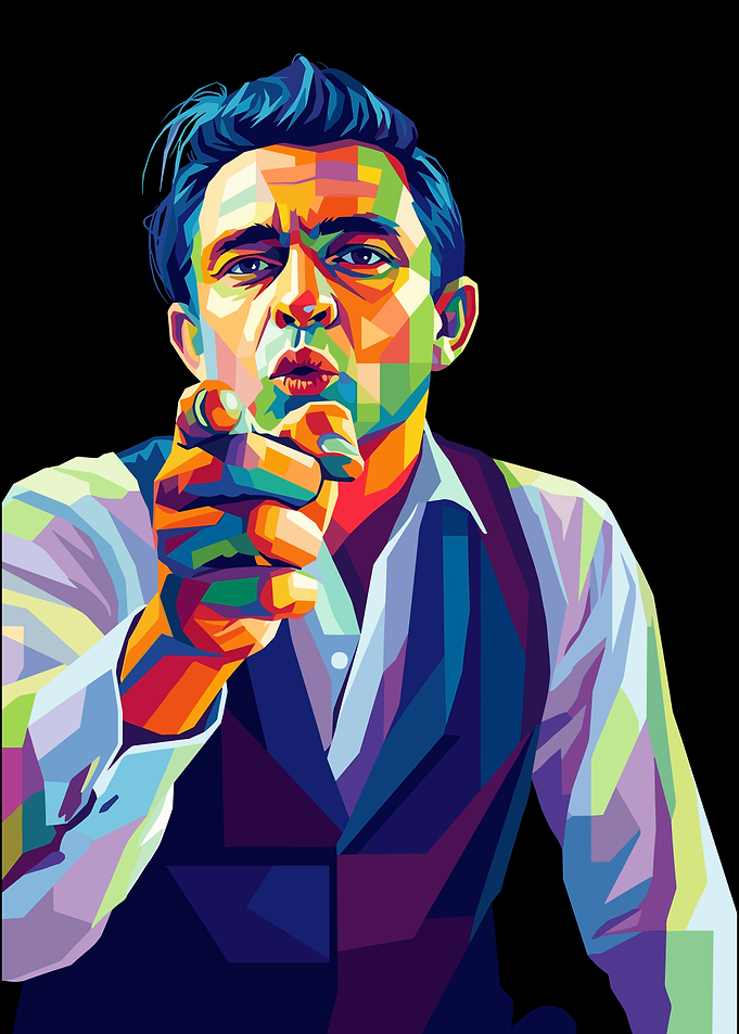 Colorful WPAP Portrait of Johnny Cash