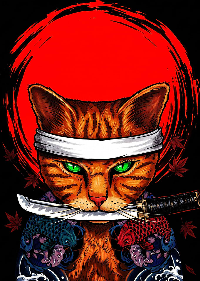 Samurai Cat with Katana