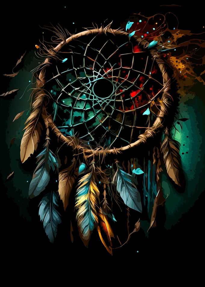 Vibrant Artistic Dreamcatcher Illustration
