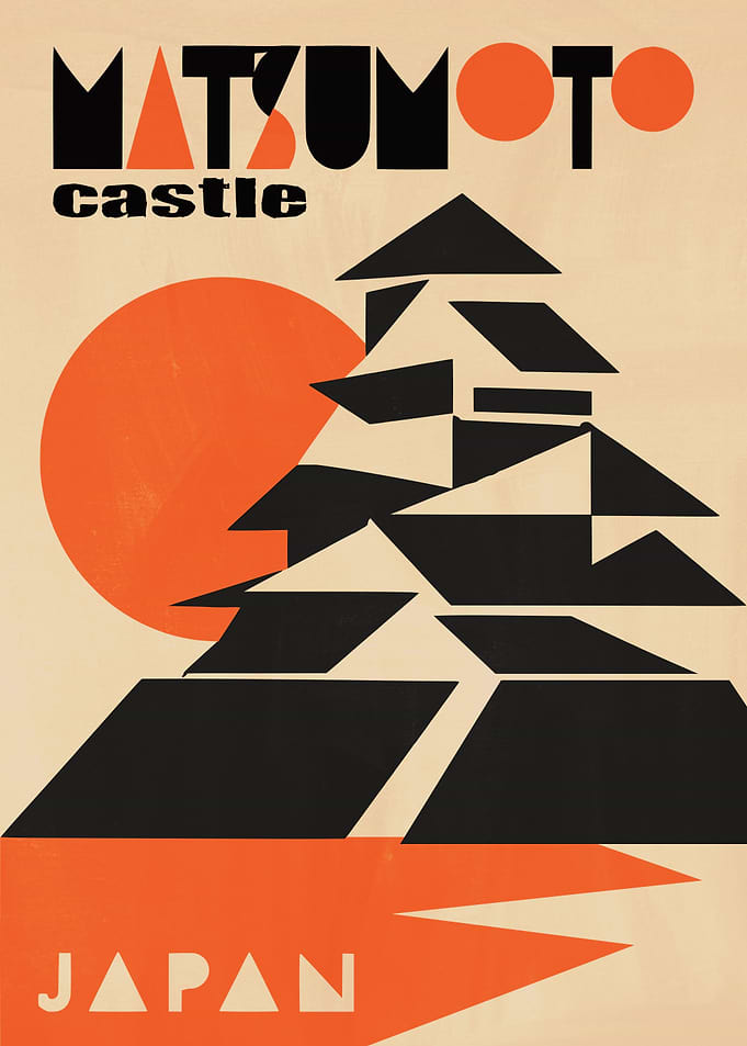 Minimalist Matsumoto Castle Travel Poster