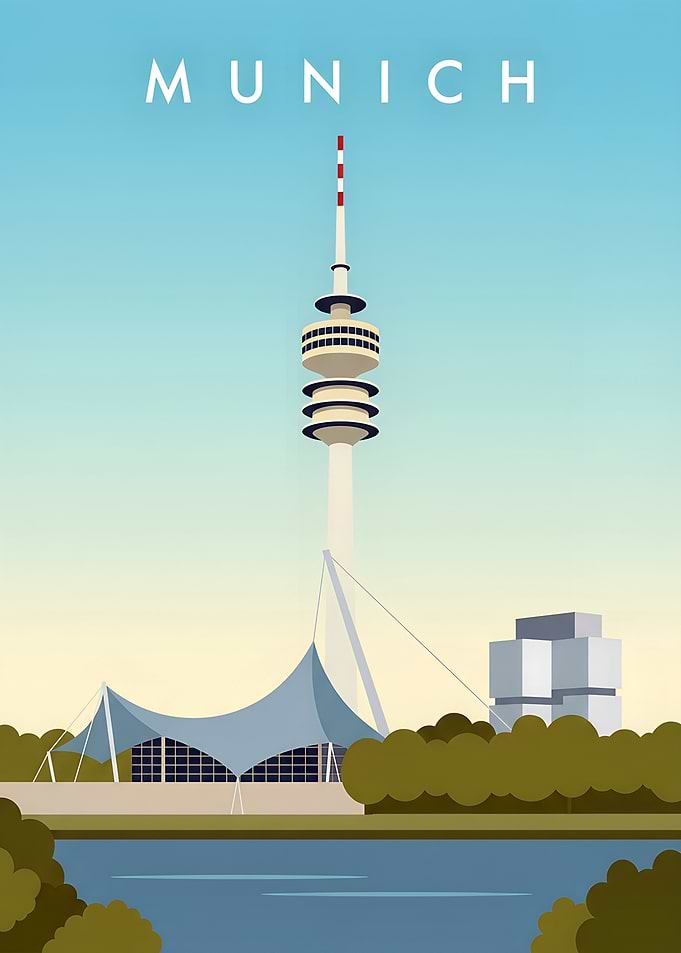 Munich Olympic Park Germany Travel Poster