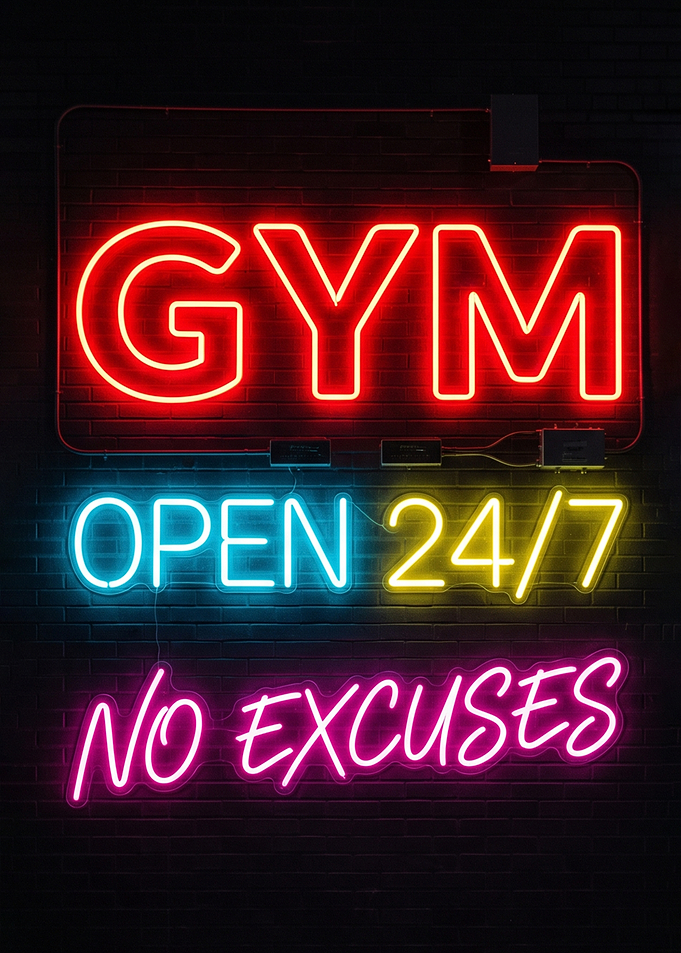 Neon Gym Sign open 24 7 Wall Decor