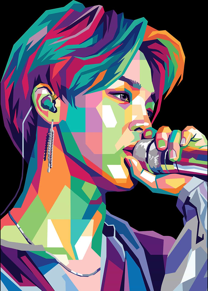 Colorful Pop Art Portrait of Jimin