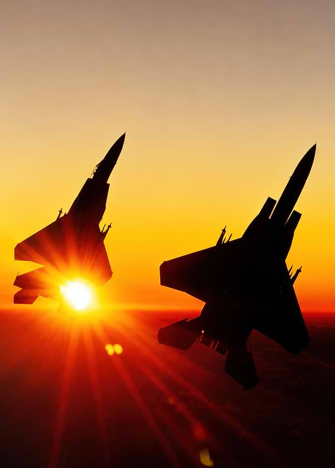 F-15 Eagle Silhouettes at Sunset