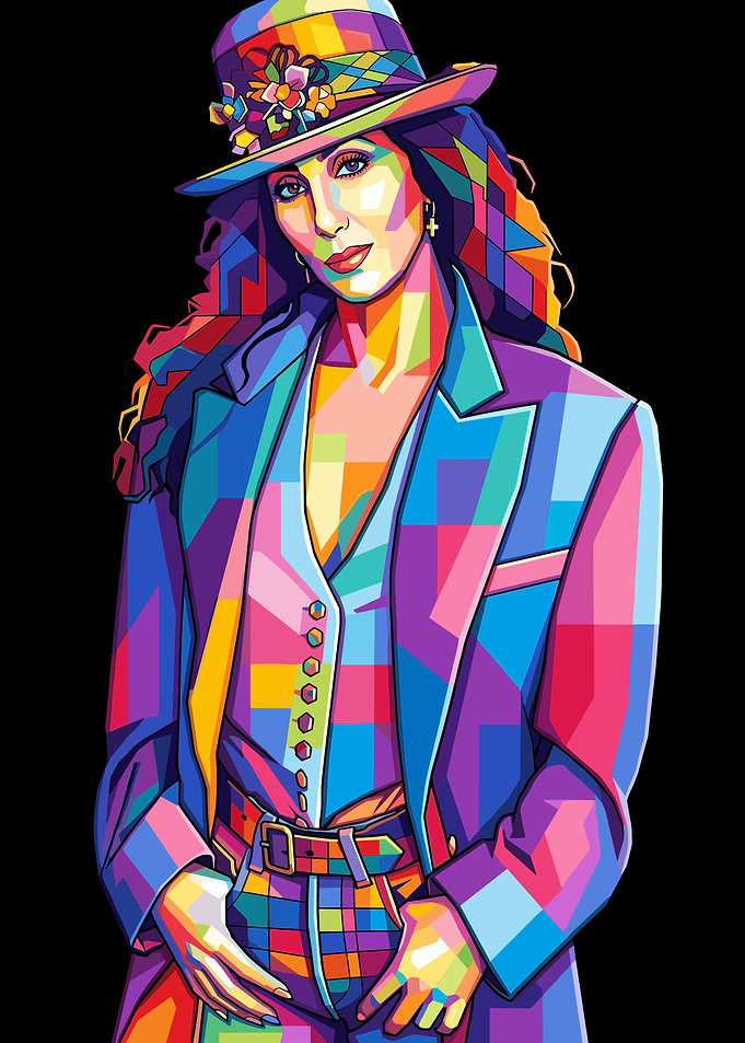 Colorful Pop Art Portrait of Cher