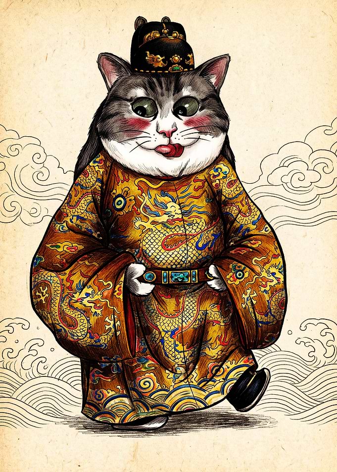 Imperial Cat in Traditional Dragon Robe
