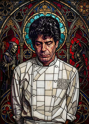 Anthony Bourdain Stained Glass Portrait