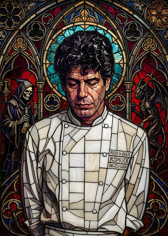 Anthony Bourdain Stained Glass Portrait