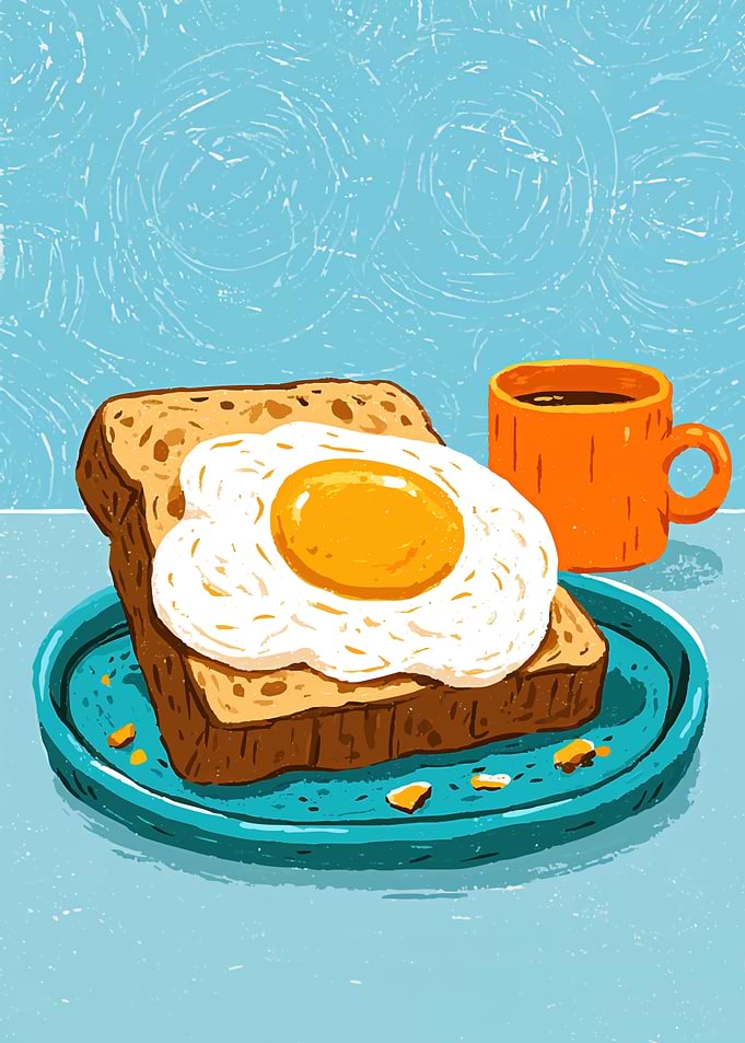 Egg on Toast Breakfast Illustration