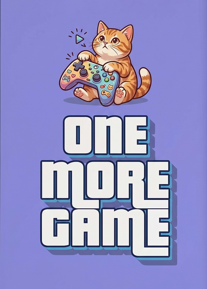 Cat Gamer One More Game Gaming