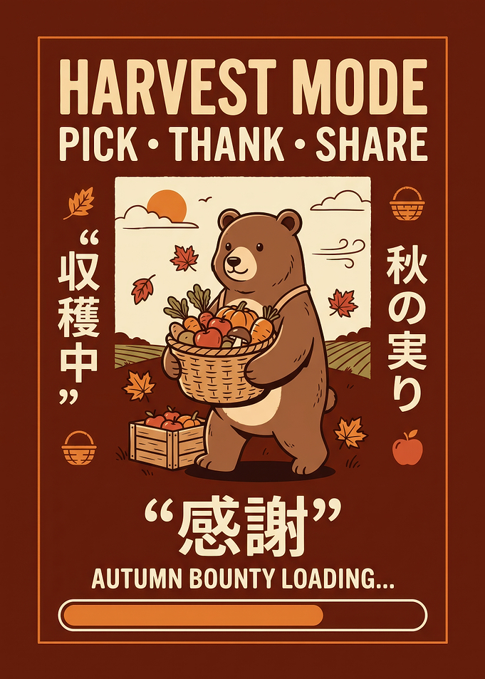 Harvest Mode Autumn Bear Poster