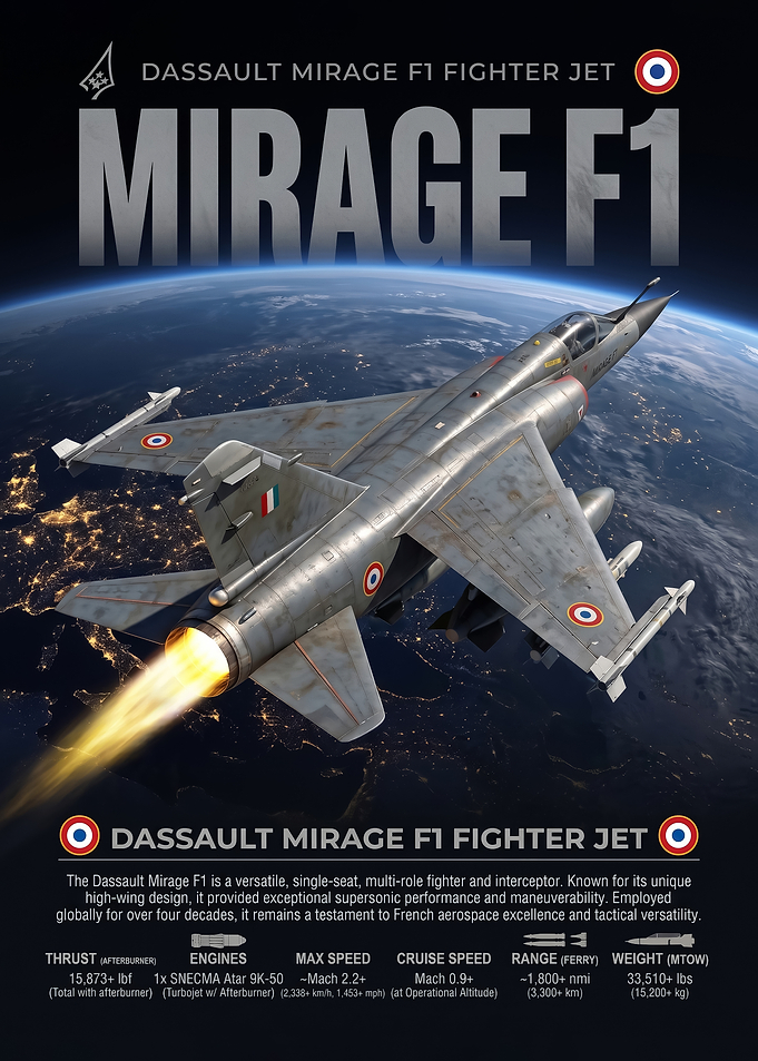 Dassault Mirage F1 Fighter Jet Poster