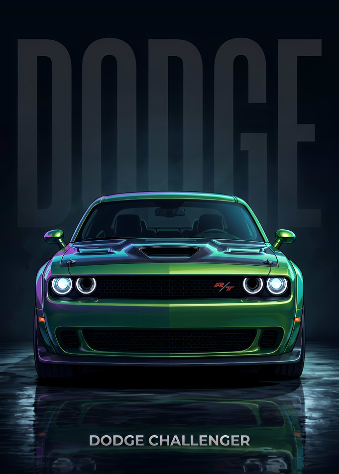 Green Dodge Challenger R/T Poster