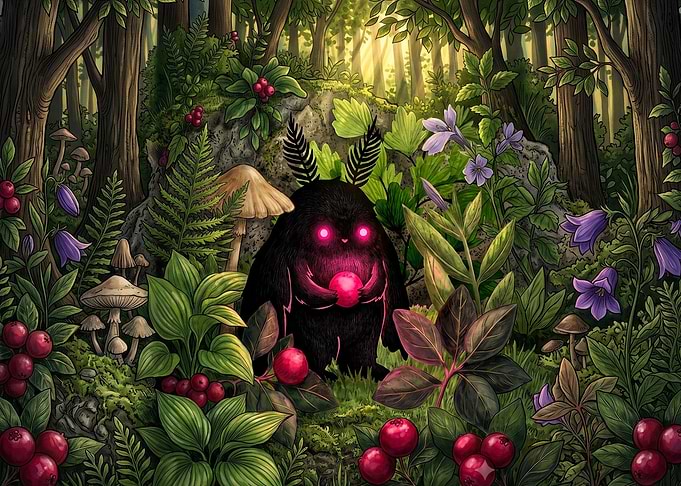Glowing Moth Creature in Enchanted Forest