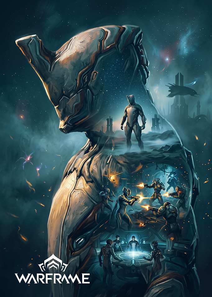 Warframe Excalibur Silhouette Poster