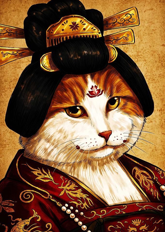 Elegant Geisha Cat Portrait