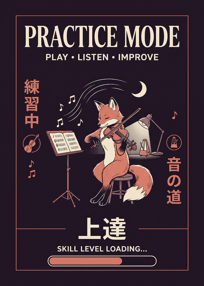 Practice Mode Fox Violinist Poster