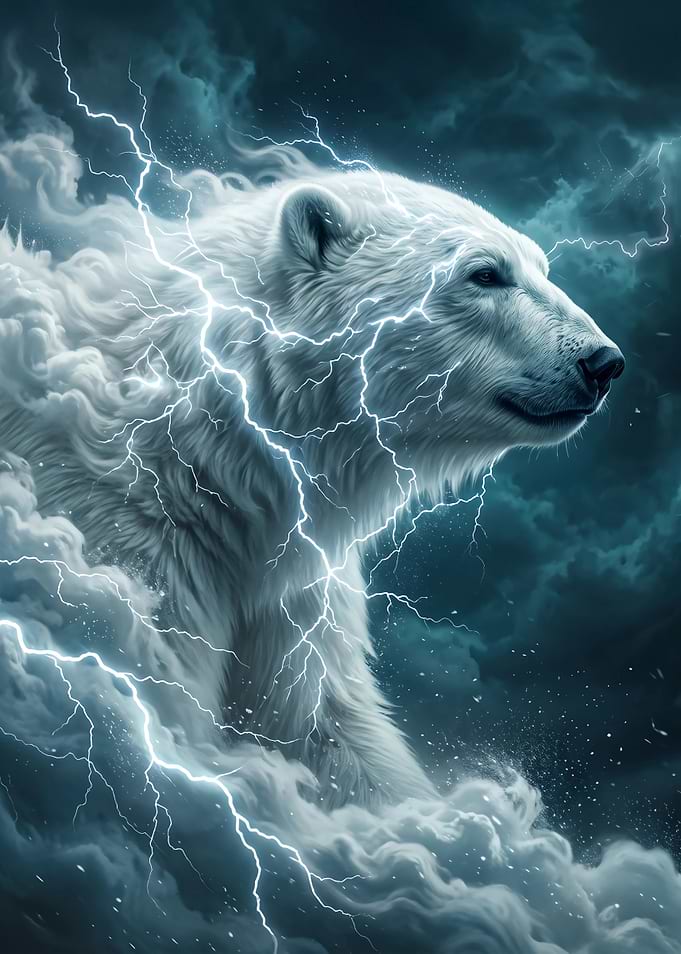 Polar Bear Amidst Electric Storm