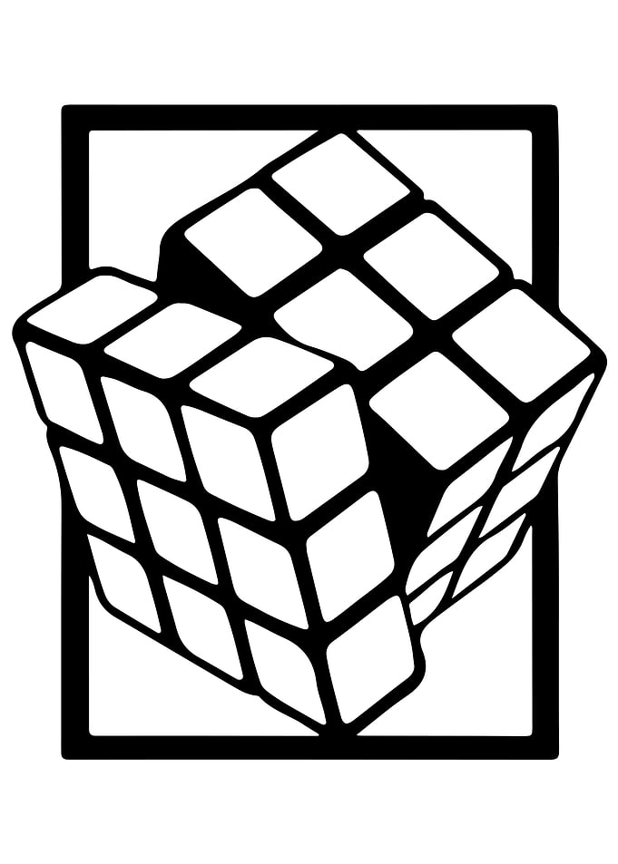 Minimalist Rubik's Cube Line Art
