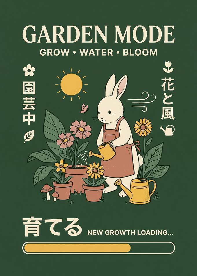 Garden Mode Rabbit Illustration