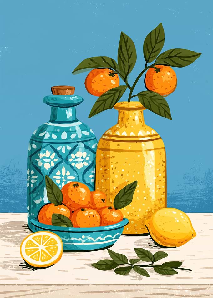 Citrus Still Life Illustration