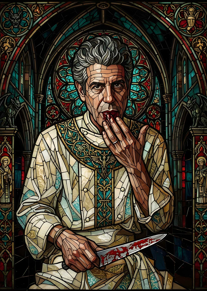 Anthony Bourdain Stained Glass Portrait