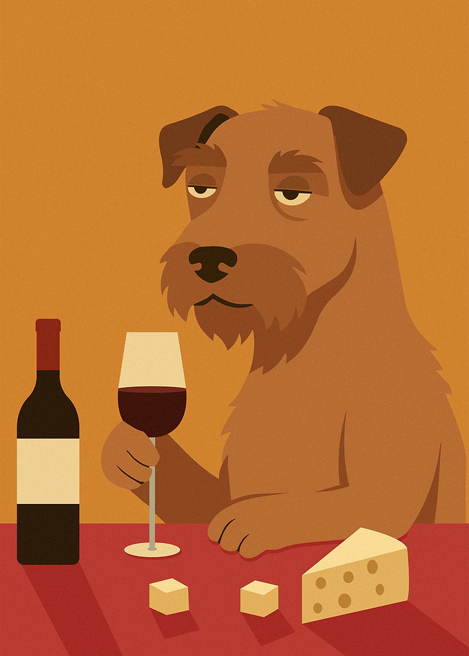 Dog Drinking Wine