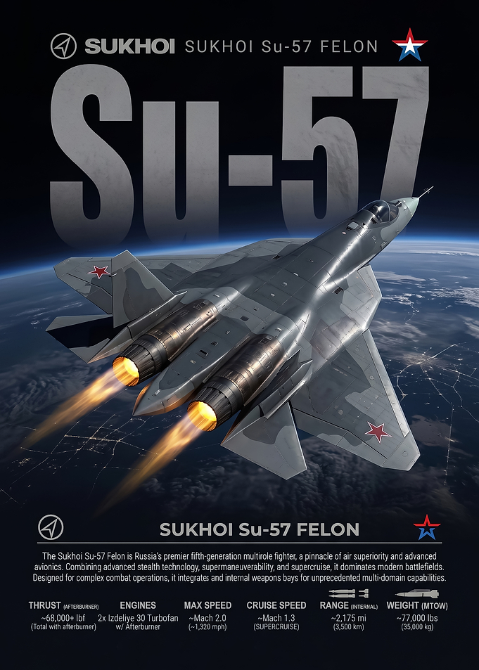 Sukhoi Su-57 Felon Fighter Jet Poster
