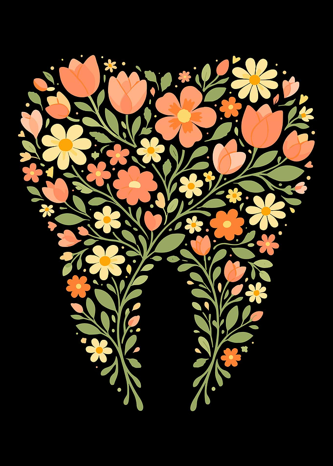 Floral Tooth Illustration