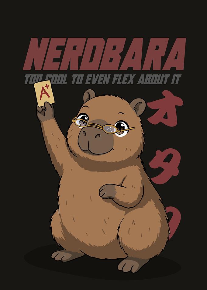 Nerdbara - Cute Capybara Student Illustration