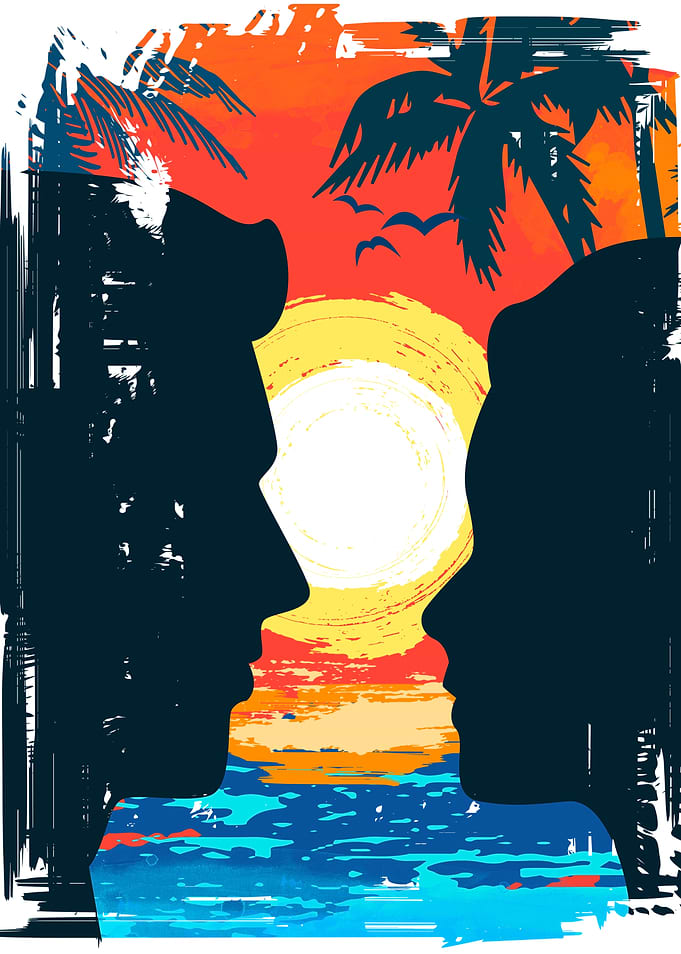 Romantic Couple Silhouette at Sunset