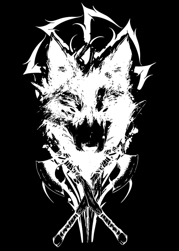 Viking Wolf and Crossed Axes Emblem