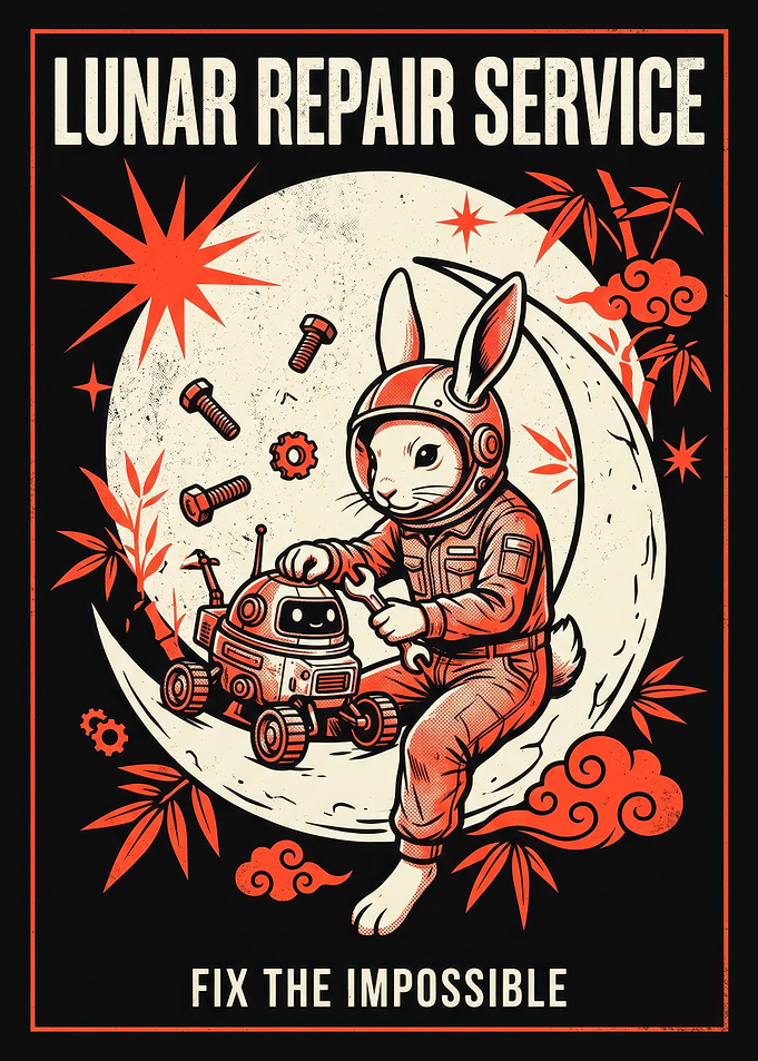 Lunar Repair Service Rabbit Poster
