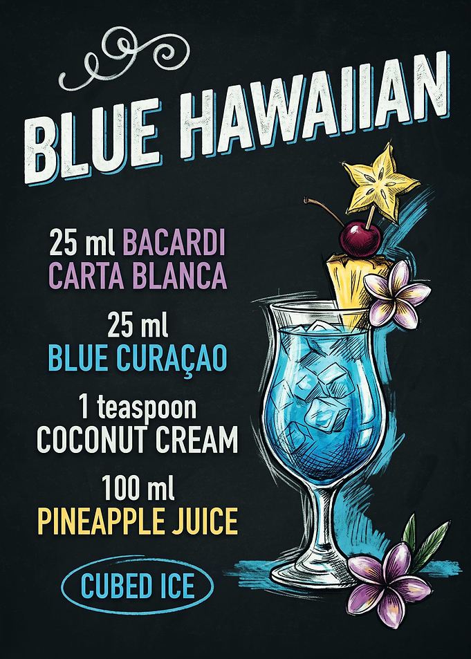 Blue Hawaiian Cocktail Recipe Poster