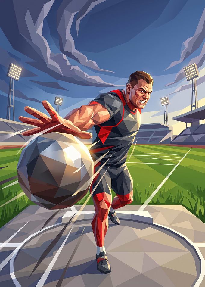 Low Poly Shot Put Athlete