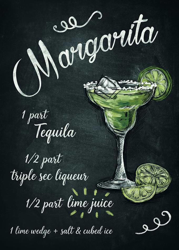 Margarita Cocktail Recipe Chalkboard Art