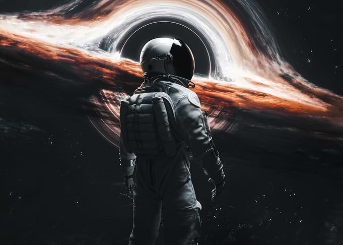 Astronaut Facing a Massive Black Hole