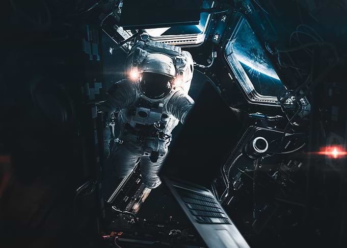 Astronaut Working Inside Space Station