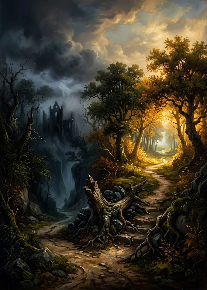 Enchanted Forest Path to Ruined Castle