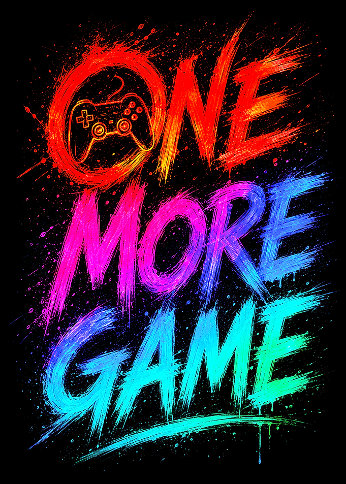 One More Game Neon Typography