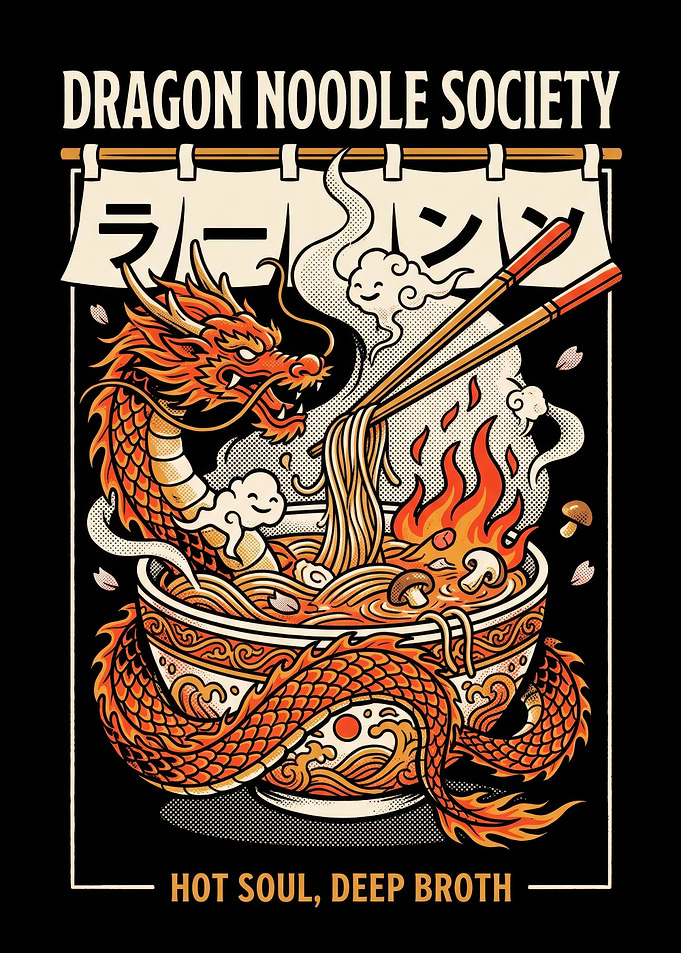Dragon Noodle Society Ramen Illustration