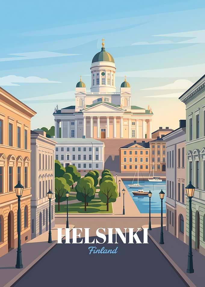 Helsinki Finland Travel Poster