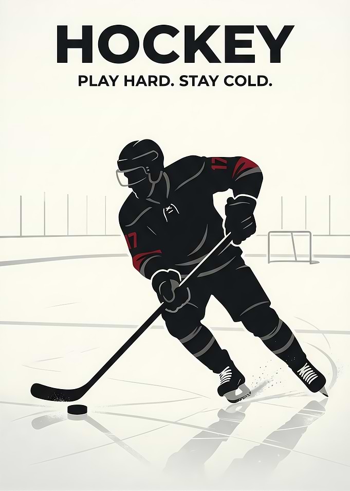 Minimalist Hockey Player Poster