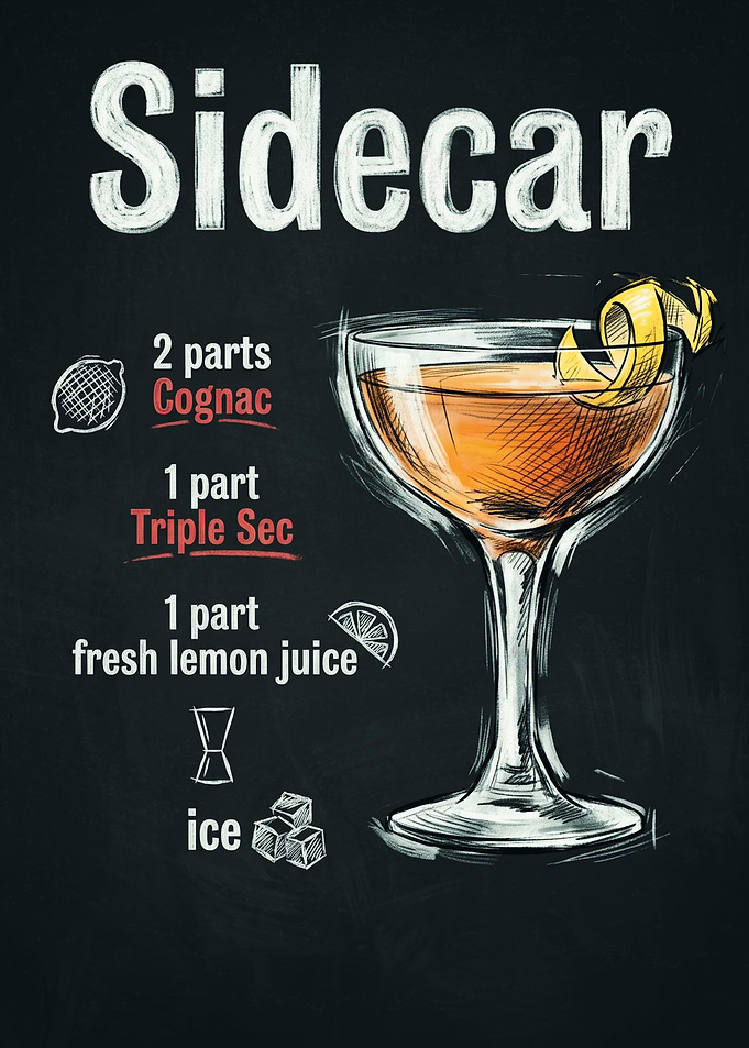 Sidecar Cocktail Recipe Chalkboard Art