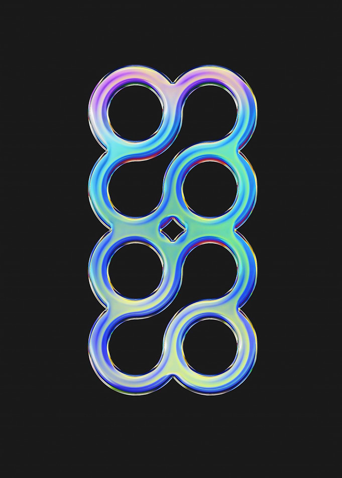 Iridescent Abstract Geometric Link Pattern
